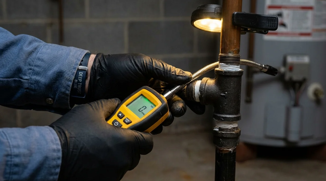 Gas leak detection with electronic sniffer by Johns Plumbing LLC in Matamoras